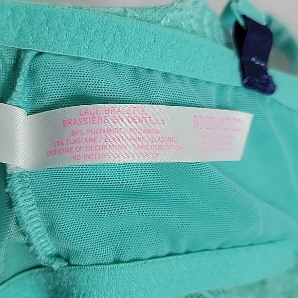 PINK Victoria's Secret Teal Lace Bralette Underwire Bra,  S(D-DD)/P(D-DD) - Picture 7 of 8